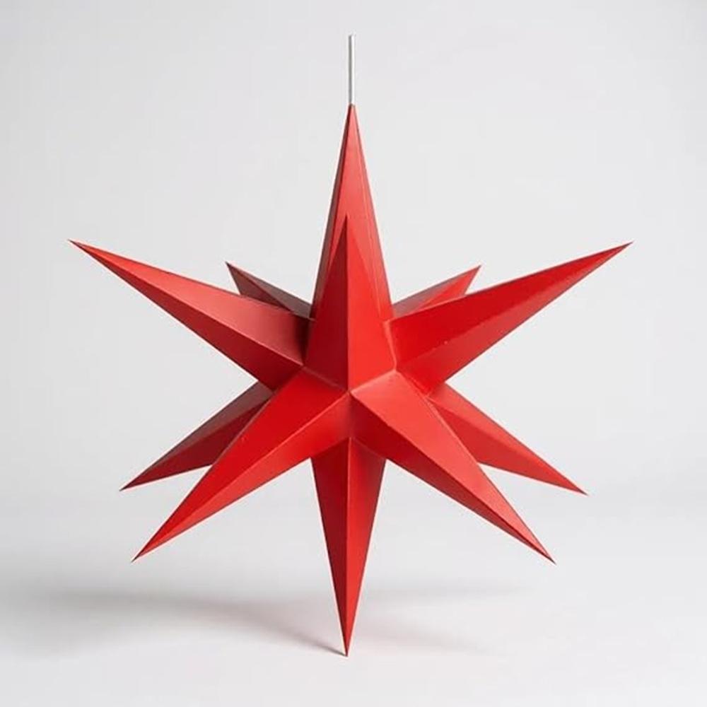 Hasslauer Weihnachtssterne Weihnachtsstern beleuchtet, 3D Leuchtstern (Rot, 65 cm (Innenstern))